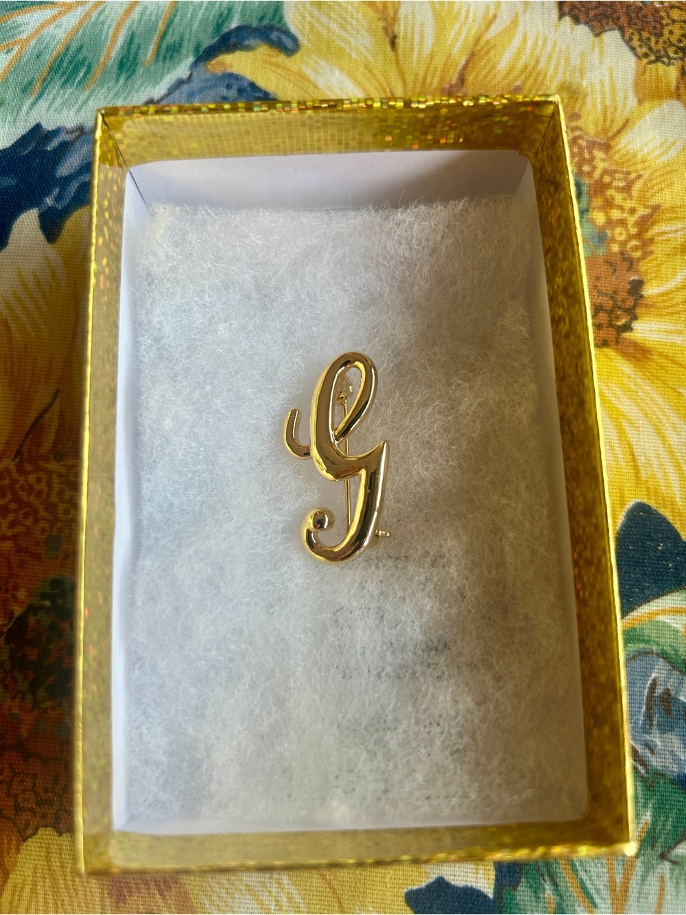 Vintage Gold Letter 'G' Initial Pin Brooch - Women's Accessory